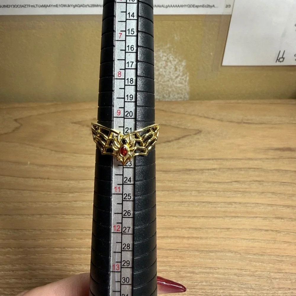 Little Rooms Widow Spider Web Ring Size 9.5 18k Gold Plate Goth Witchy Halloween